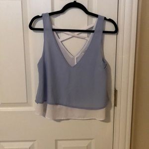 Tobi Periwinkle Blue Deep V Crop Top Blouse